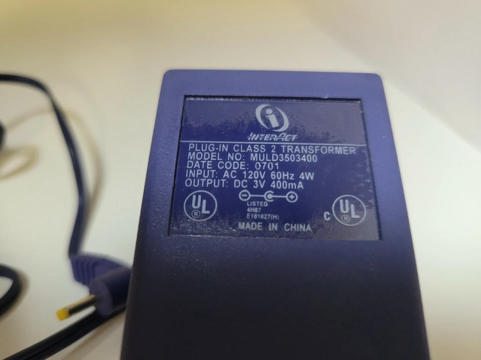 NUEVO ADAPTADOR DE CORRIENTE AC MORADO INTERACT 3V 400mA 110V para gameboy color #u8 Foto 3 de 4