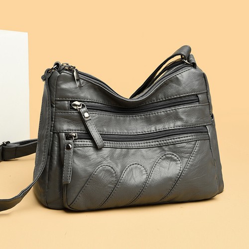 Koreanischer Stil Damen Schultertasche Crossbody PU Leder Reißverschluss Weich Freizeit Mode - Bild 11 von 31