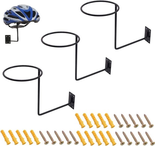 3 Pack Motorcycle Helmet Holder Metal Wall Mounted Helmet Hanger Multifunctio...