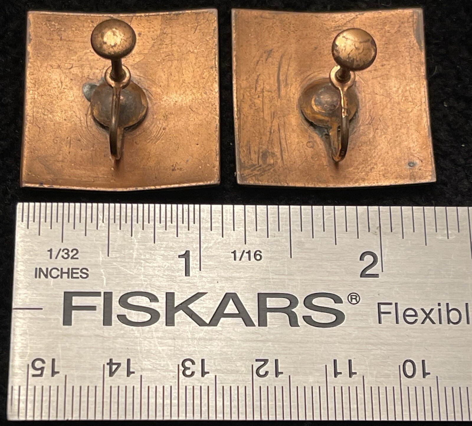 Enamel Solid Copper Screw Back Earrings Artisan C… - image 11