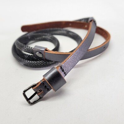 J Jill Leather Belt 36 Medium Skinny Metal Mesh Gunmetal  display picture 2