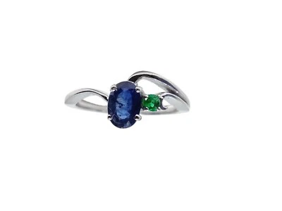 Bague De Promesse En Argent 925 Saphir Naturel Émeraude Bague D'Anniversaire - Photo 1/4