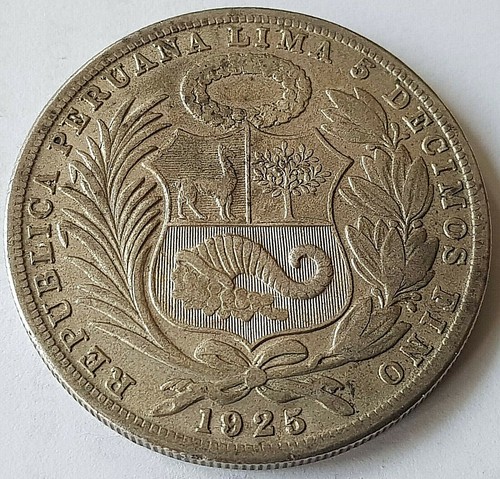 PERU 1925 1 SOL FIRME Y FELIZ POR LA UNION SILVER COIN - Picture 3 of 3