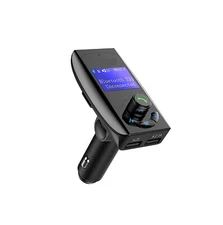 Car Bluetooth FM Transmitter Handsfree Kit with Large Display High Clarity Mic 