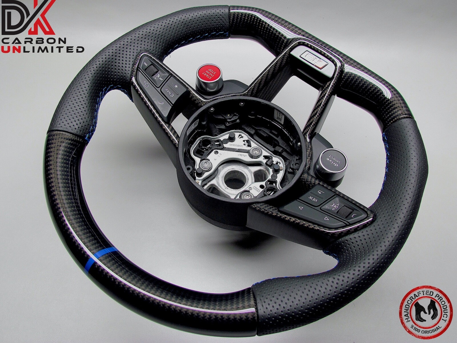 Audi R8 4S TT RS 8S Ara Blue Ring Perforated Leather Carbon Steering Wheel v2