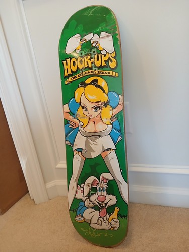Skateboard Vintage Hook Ups 'Smoking Nurse', 2000, Planche Nue, état Neuf Avec Défauts