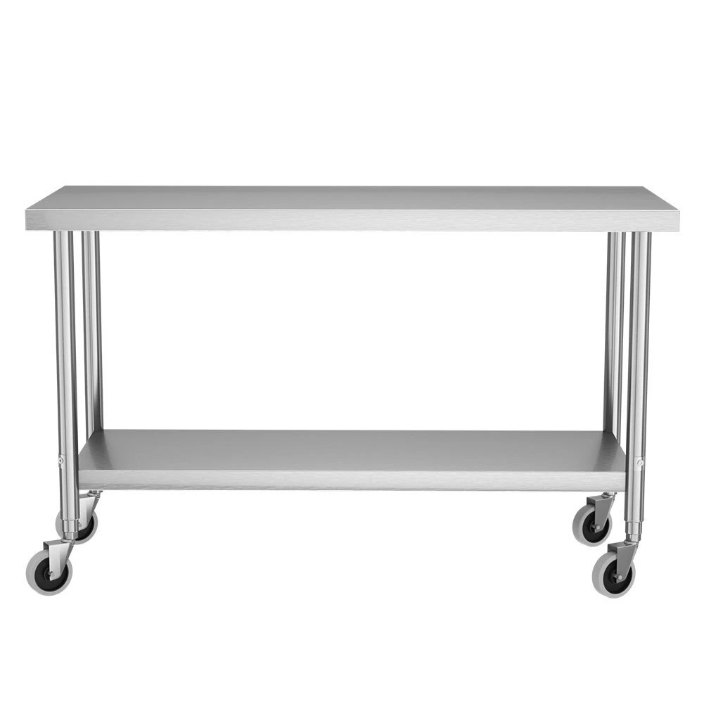 2 5ft Stainless Steel Pre Work Table Workbench On Wheels Commercial Kitchen Use