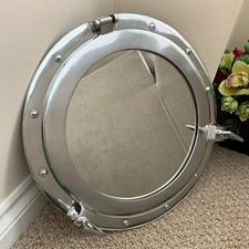 Chrome Studded Porthole Mirror Industrial Wall Mounted Metal Frame Round Glass