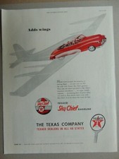 1947 TEXACO SKY CHIEF Gasoline Adds Wings To Your Auto! vintage art print ad