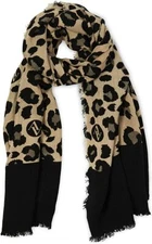 ADRIENNE VITTADINI PASHMINA STYLE BRUSHED ACRYLIC OBLONG SCARF NATURAL LEOPARD 