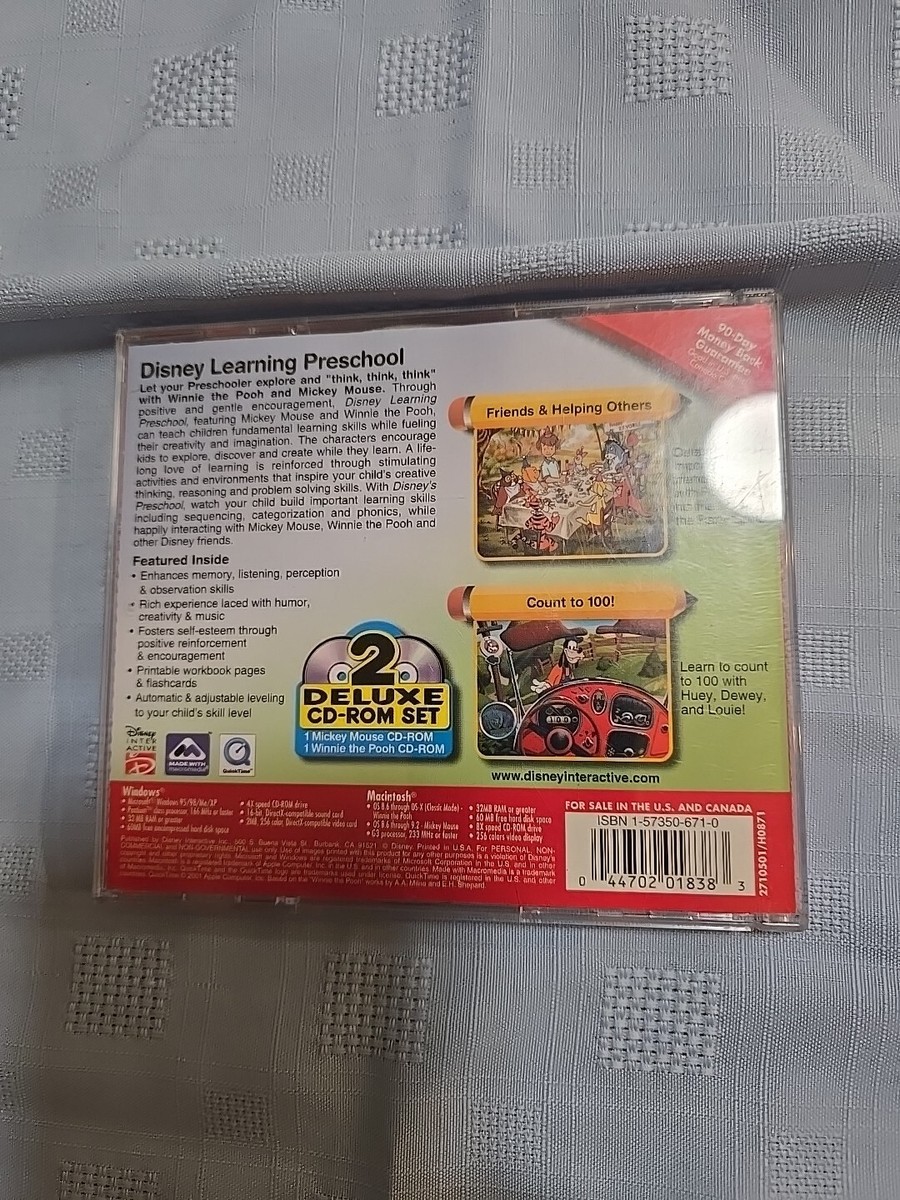Disney Learning Ages 2-4 Preschool Deluxe 2 Disc CD-ROM Box Set | eBay