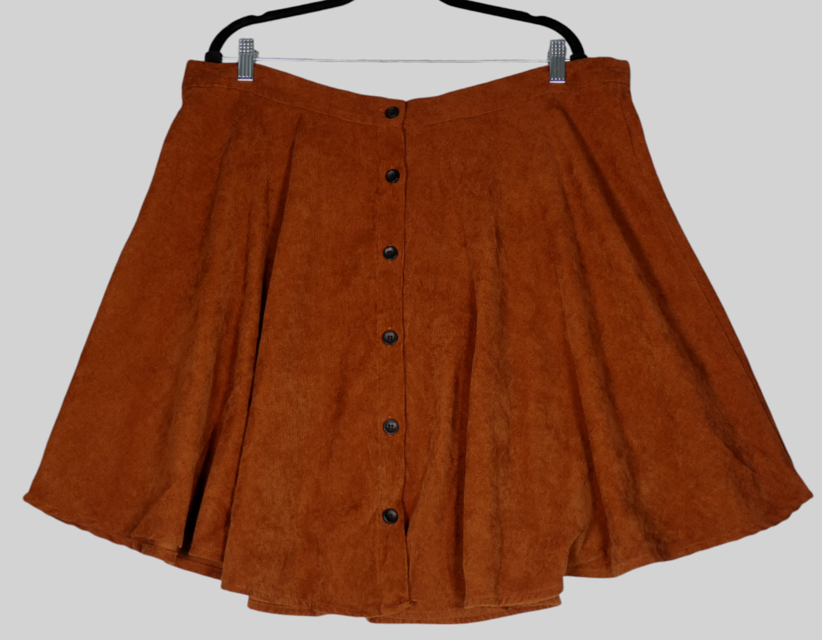 Shein Mini Skirt Womens 3x Brown Corduroy Lightweight Classic Minimalist A  Line