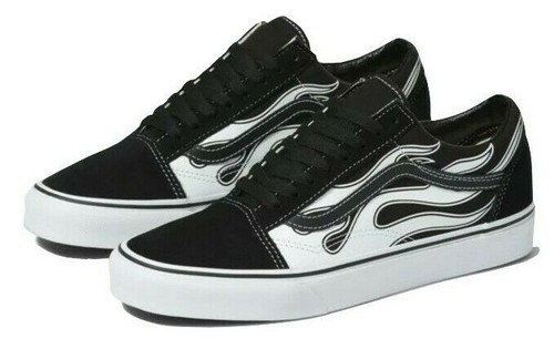 vans old skool flame black and white