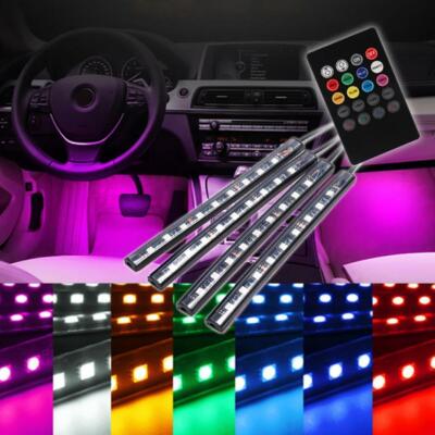 4 in 1 RGB LED Fußraumbeleuchtung Innenraumbeleuchtung  Ambientebeleuchtung Tech