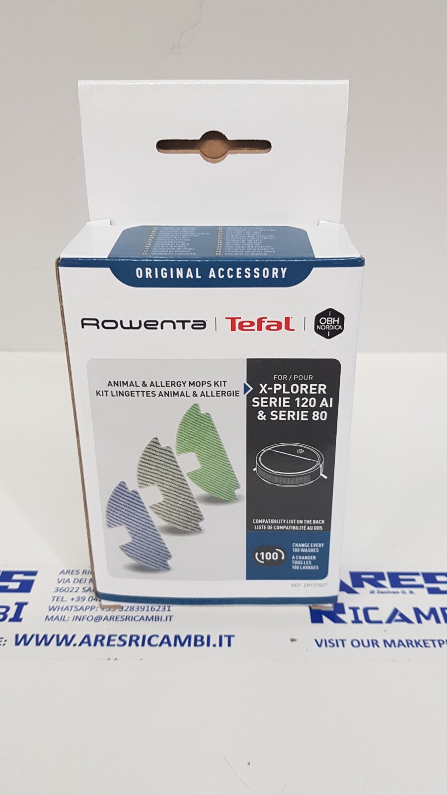 Rowenta ZR177007 Kit 3 panni in microfibra Robot X-Plorer serie 80 e serie 120
