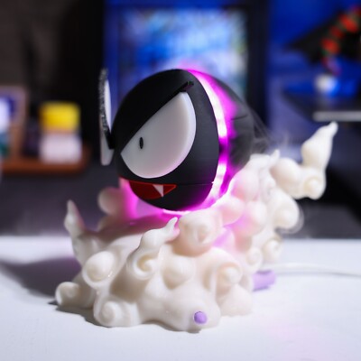 Gastly Ghost Humidifier 3D Printed LED Table Luminous Decor Gaming Fan Birthday