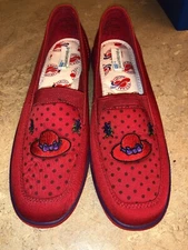 Red Hat Society Slip On Shoes Grasshoppers Keds 1 In Wedge Purple Flowers Dots 6