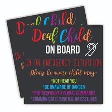 X2 Deaf Child On Board Waterproof Car Sticker Advice/Warning (B)