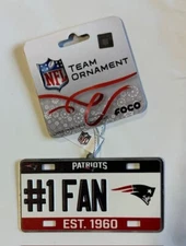 New England Patriots Christmas Tree Holiday Ornament #1 Fan License Plate Metal