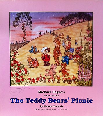 MICHAEL HAGUE TEDDY BEARS PICNIC 1992 Book Promo Poster- Illustration Art SIGNED