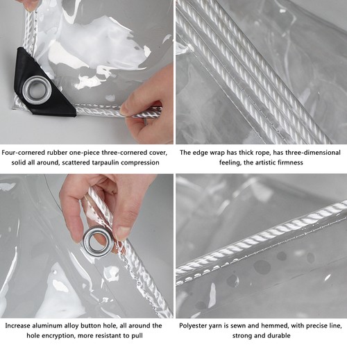 Clear Waterproof Thicken Tarpaulin Cover Heavy Duty PVC Tarp with Metal Grommets - Picture 5 of 24