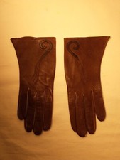 Vtg ARIS Of Paris Women's Kid Leather Gloves Brown Sz 6.5