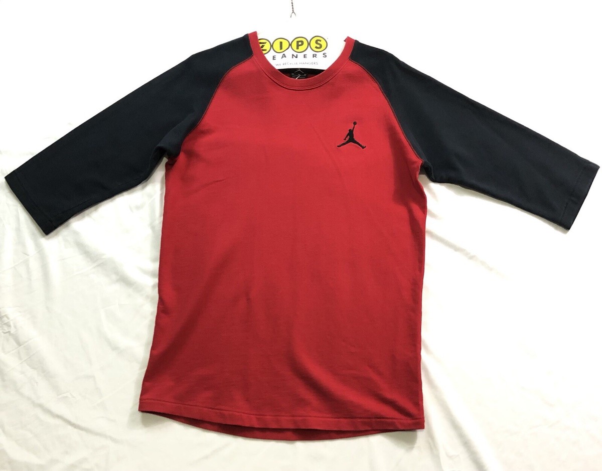 Jordan Shirt Mens Size M Red Black True Raglan Jumpman Basketball 3/4  Sleeve Tee - Main Image