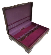 Vintage Tarnish Resistant Wood Silverware Flatware Wooden Storage Chest Box 72