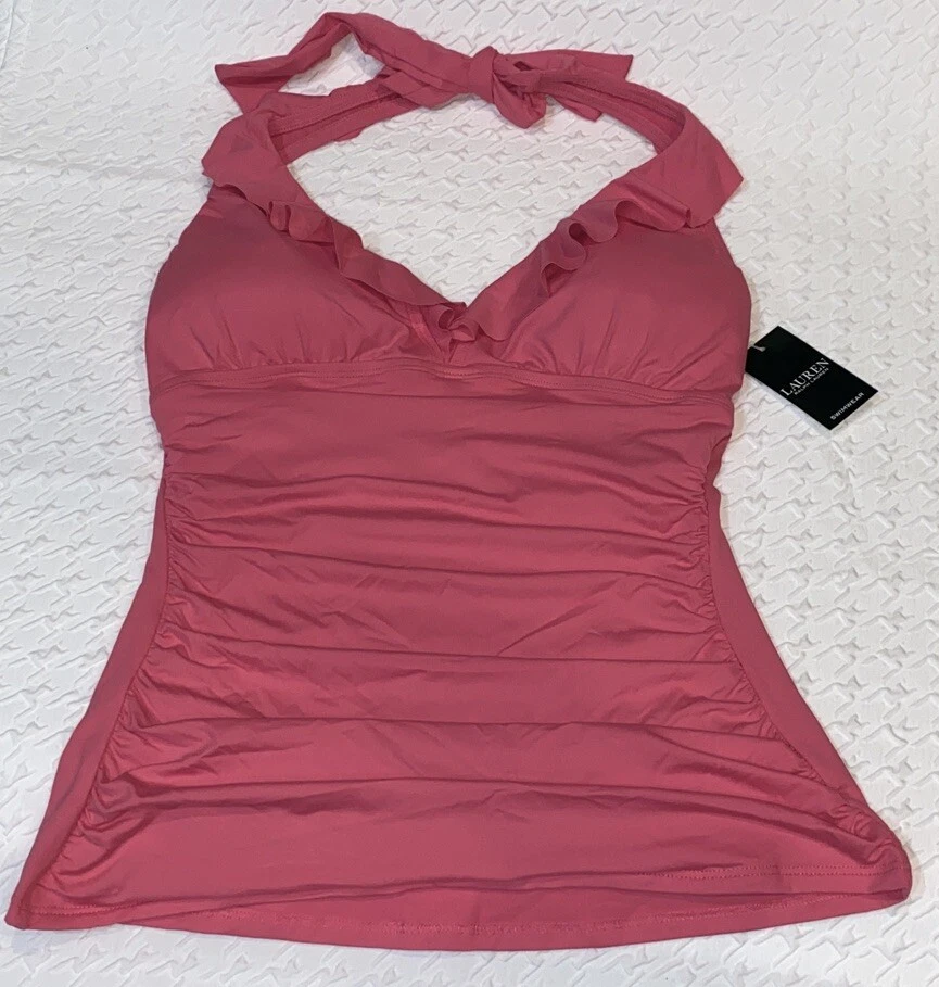 RALPH LAUREN Beach Club Blossom Ruffle Shaping Tankini Swim Suit Womens 10 12 - Image 2 of 4