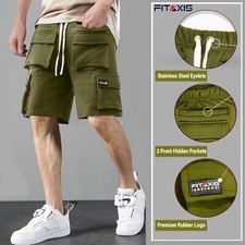 Elastic Waist Gym Shorts Sweat Cargo Pant 8 Pocket Men's Wear Casual Trouser