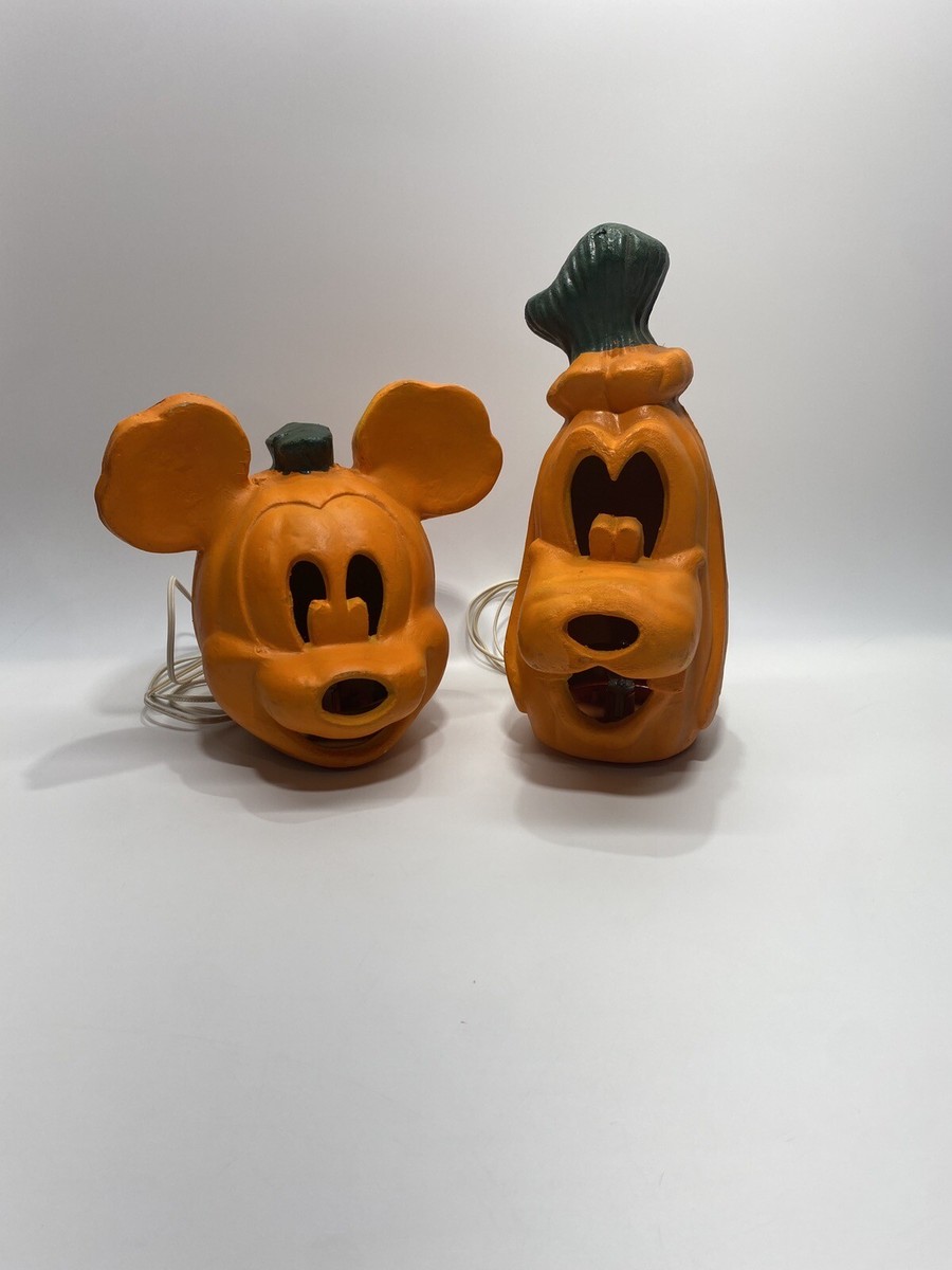 DISNEY VNTG Mickey Mouse & Goofy Light Up Jack O' Lantern's