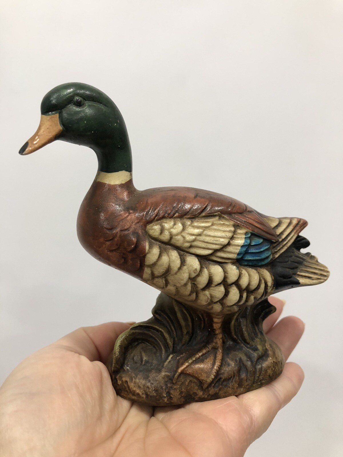 Vintage Country Duck Ceramic Figurine Made in Japan 4.5” tall Stamped & Label