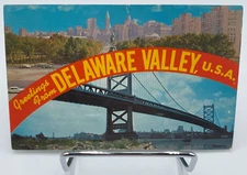 Vtg RPPC Delaware Valley Philadelphia Skyline Benjamin Franklin Bridge Postcard