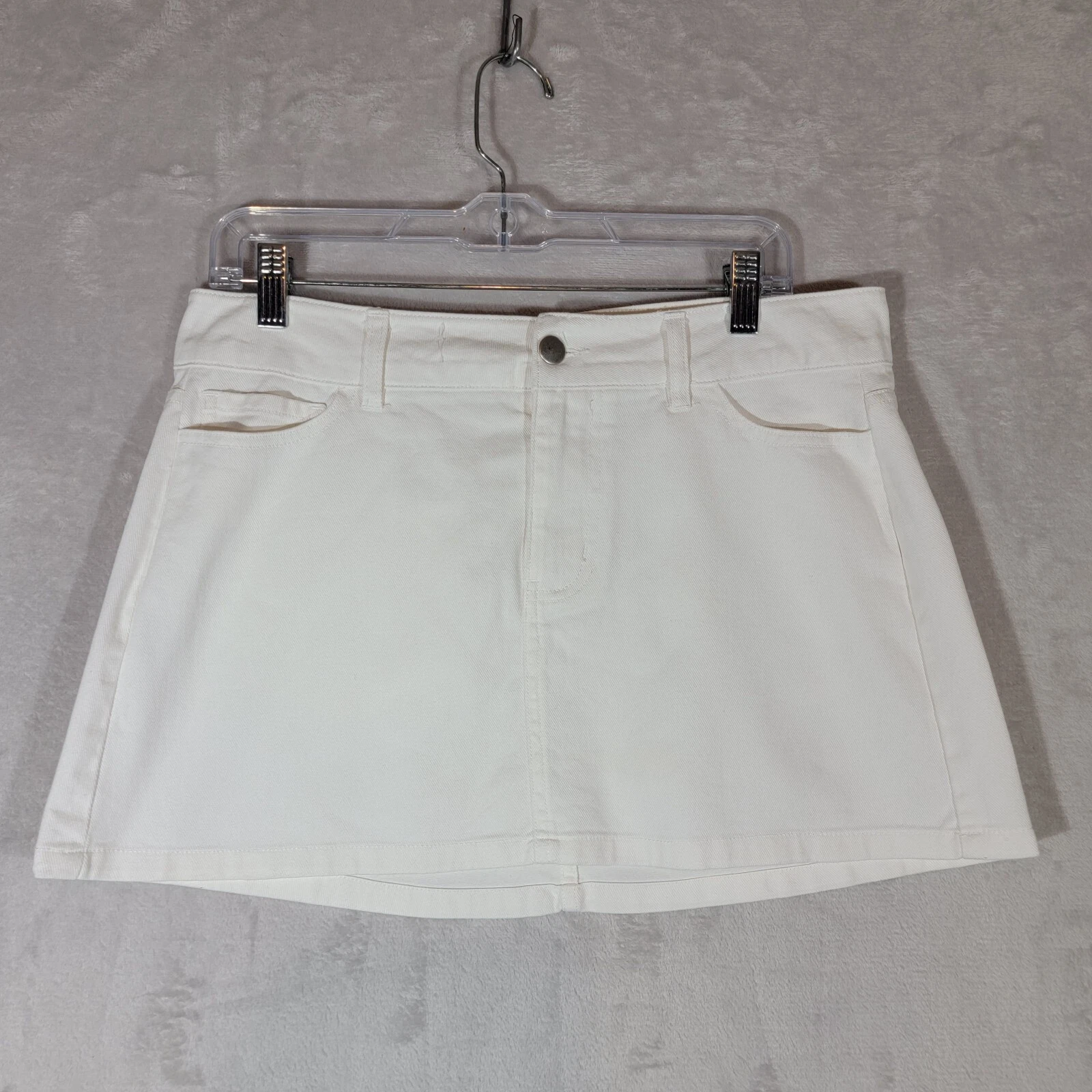 Altar'd State Skirt Womens L White Denim Classic 5 Pocket 100% Cotton Zip/Button