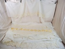 Set of 2 Vintage Window Curtains Light Yellow 60 W X 90 inches L