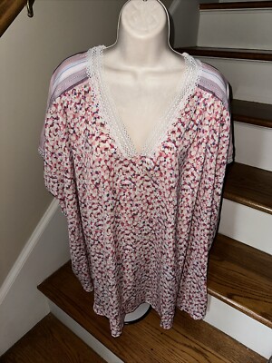 Davi & Dani Boutique Loose Fit Oversized 3XL Light Boho Blouse BID4 CHARITY 261