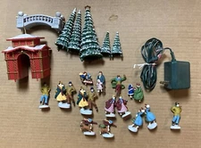 Mr Christmas Holiday In The Country Ice Skating Pond Trees Music Replacements