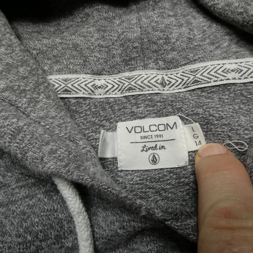 Suéter Volcom Jóvenes Niñas Talla Grande Gris Tejido Sudadera con Capucha Metal Dije Foto 3 de 4