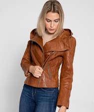 Cafe Racer Biker Women Real Leather Motorcycle Retro Style Ten Brown Wear Jacket