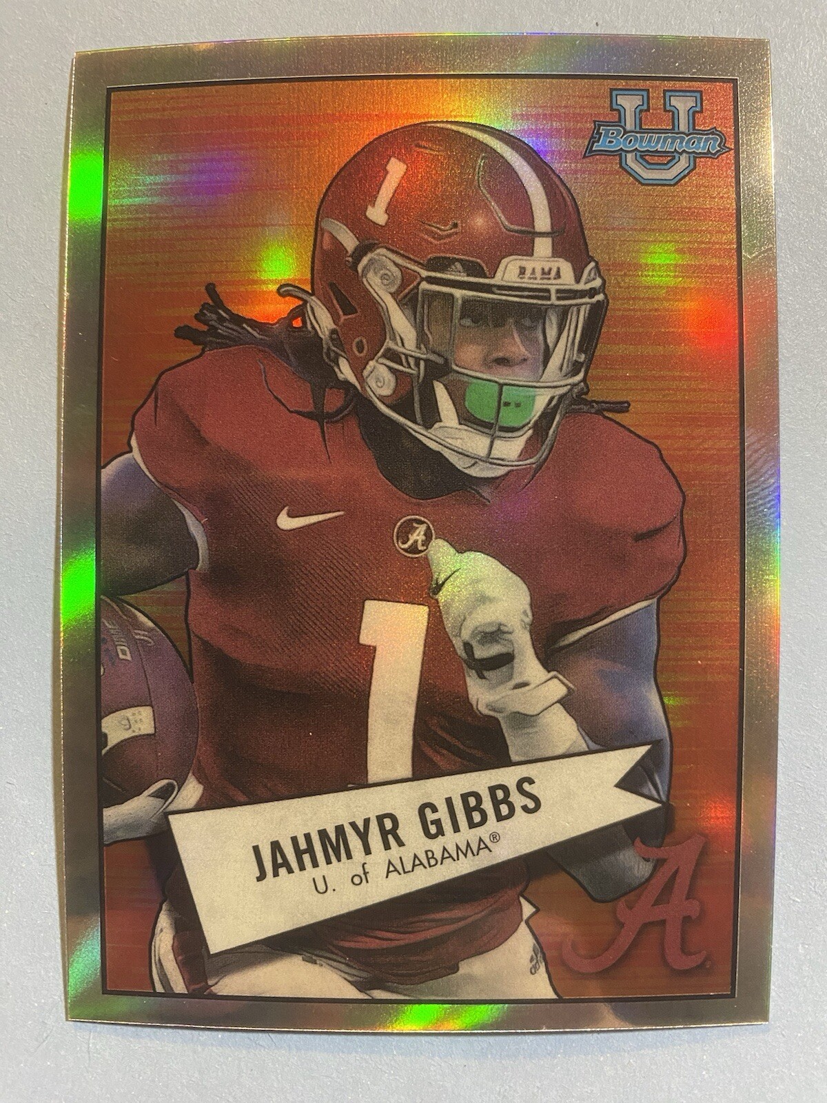 2022 Bowman University Chrome Jahmyr Gibbs Refractor 1952 Bowman Alabama Lions🔥