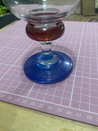 4 x Vintage Hand Decorated Baroque Red & Blue Stem Wine Goblet / Glasses - Picture 5 of 23