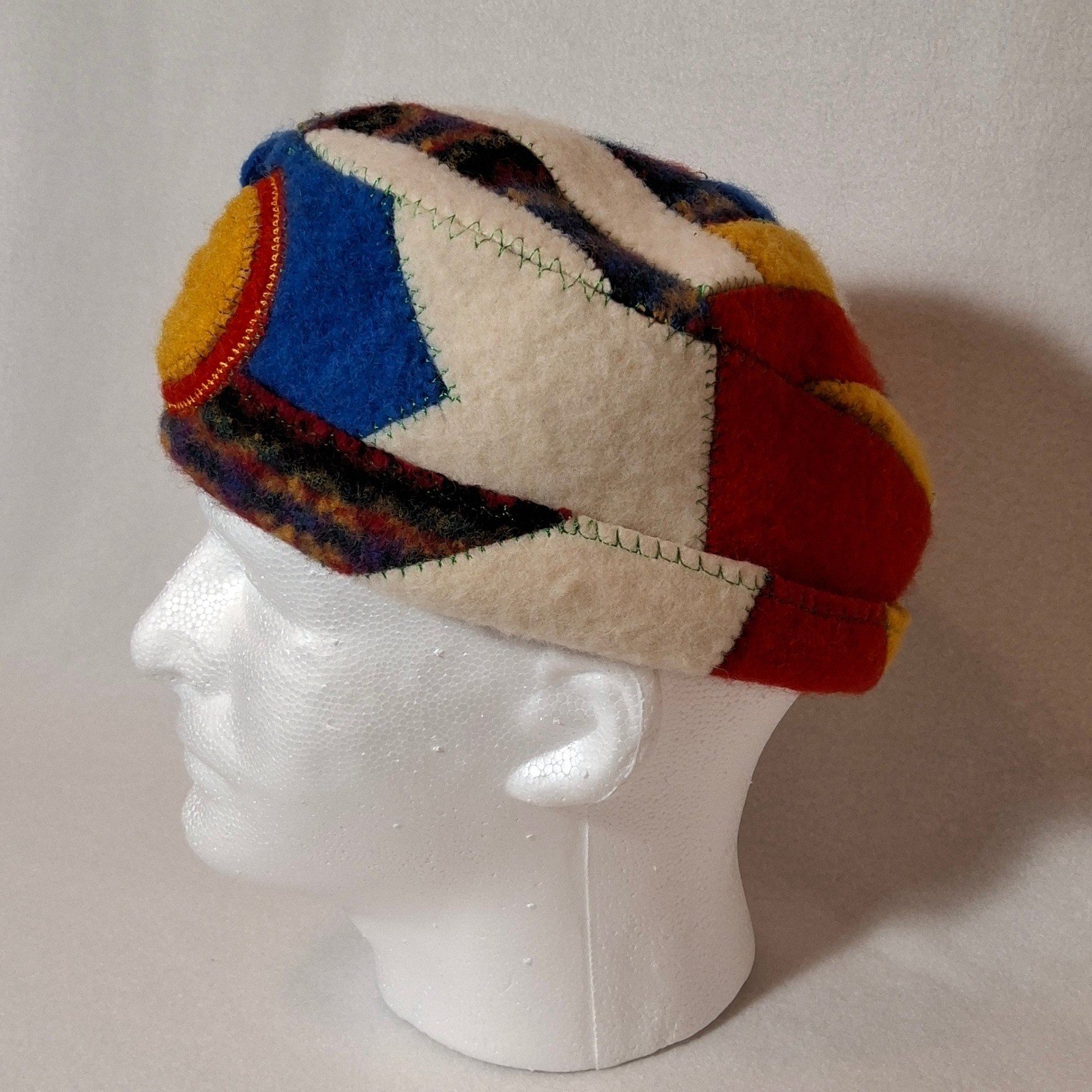 Handmade Boiled Wool Patchwork Hat Multicolor Spi… - image 3