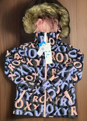NWT Girls Roxy All Over Print Hooded Coat Ski Snowboarding Parka Sz 8 Small $159