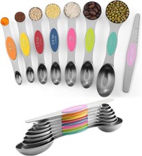 8PCS Stainless Steel Magnetic Measuring Spoons Dual-Sided Stackable Set