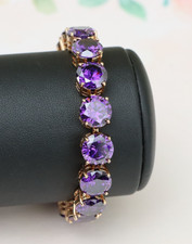 Purple Zircon Tennis Bracelet, XPBL0753 Rose Gold Plated