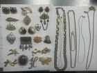 Costume Jewelry Lot Vintage Signed Unsigned Pin Brooches Gold Silver Avon Monet