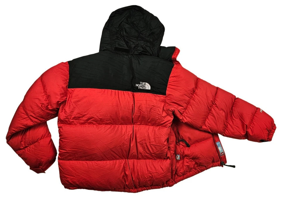 *HOT VTG Men's THE NORTH FACE @ 700 NUPTSE DOWN HOODED PUFFER RED BLACK Jacket M - Image 4 of 4
