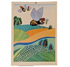 Ukrainian Folk Poster 1988 - Soviet USSR - bee honey Interior design art cool
