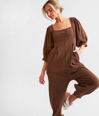 Free People Lotta Jumpsuit Balloon Harem Brown Size SP