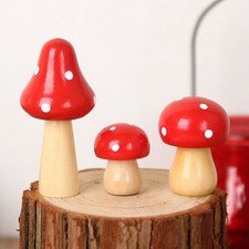 3PCS Wooden Mushrooms Craft Ornaments for Home Decor